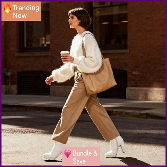 Women's High Heel Ankle Boots 4-Inch Block Heel Round Toe Zipper - Picture 3 of 8